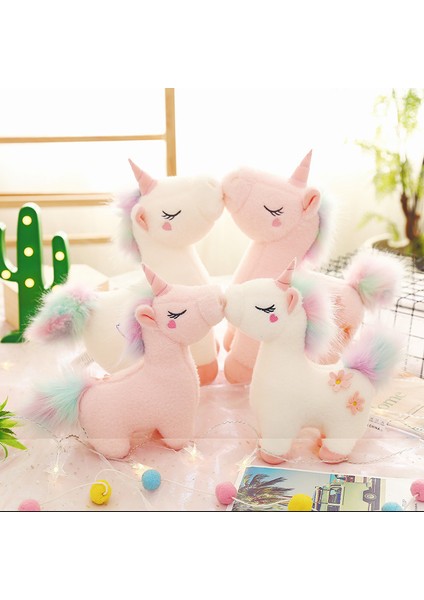 50 cm Tek Boynuzlu At Peluş Oyuncak Bebek Yastık Hediye (Yurt Dışından)