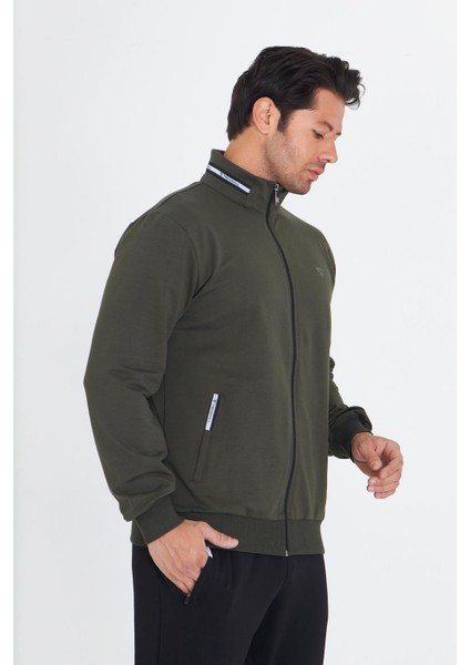 Erkek Pamuklu Dik Yakalı Eşofman Takımı Haki 5749-H fırsatları