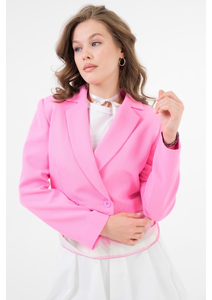 Pembe Kruvaze Crop Blazer Ceket fırsatları
