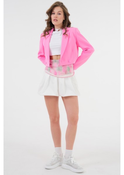 Pembe Kruvaze Crop Blazer Ceket