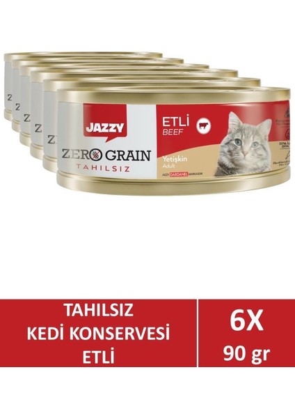 Zero Grain Yetişkin Kedi Etli 90 gr x 6 Adet
