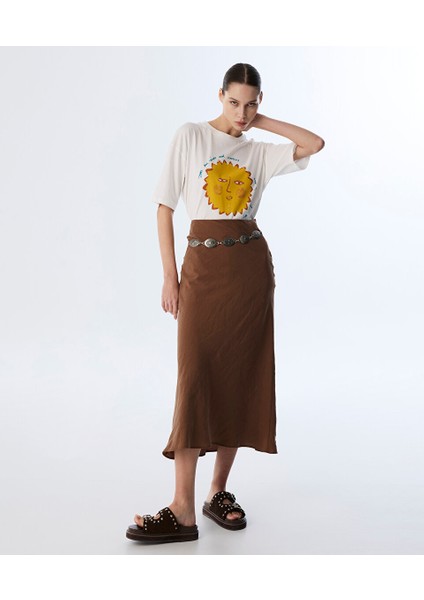 Metal Kemerli Midi Etek TS1250004110074
