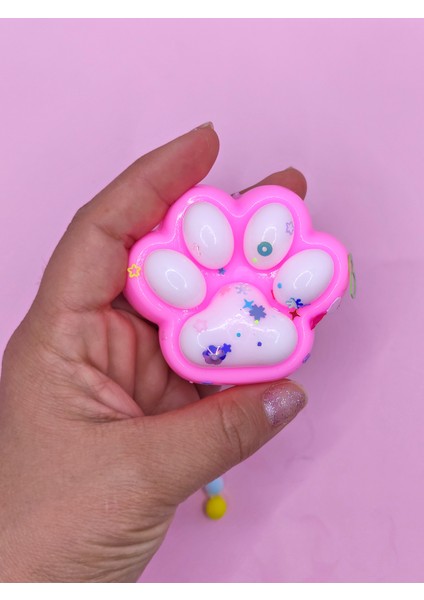 Pati Taba Squishy Kedi Pati Sıkma 7 cm Pullu Pati Sukuşi - Pembe
