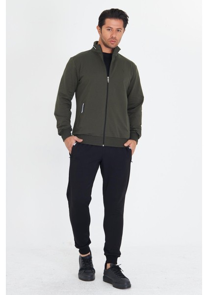 Erkek Pamuklu Dik Yakalı Eşofman Takımı Haki 5749-H fiyatları