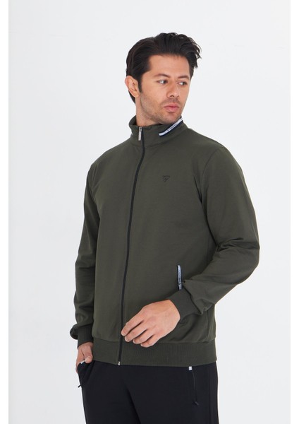 Erkek Pamuklu Dik Yakalı Eşofman Takımı Haki 5749-H modelleri