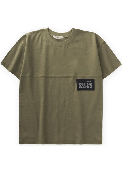 Etiket Detaylı T-Shırt 8-12 Yaş Olive