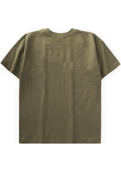 Etiket Detaylı T-Shırt 8-12 Yaş Olive