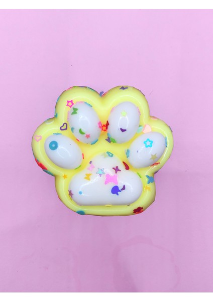 Pati Taba Squishy Kedi Pati Sıkma 7 cm Pullu Pati Sukuşi - Sarı