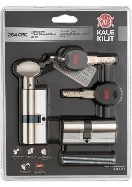 Kale 264 Cec 264/CEC Ikili Set Tüpten Şifreli Yüksek Güvenlikli Silindir Barel
