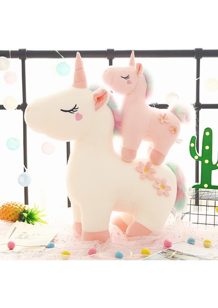 40 cm Tek Boynuzlu At Peluş Oyuncak Bebek Yastık Hediye (Yurt Dışından)