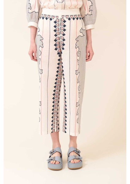 Geniş Paça Desenli Pantolon Standart Renk Y2462105_089 fırsatları