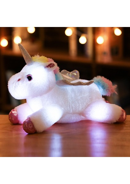 37 cm Işıklı Unicorn Peluş Oyuncak Bebek Yastık Hediye (Yurt Dışından)
