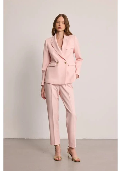 Pileli Sigaret Pantolon - Pembe