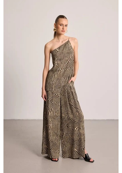 Zebra Desenli Bol Paça Pantolon - Siyah