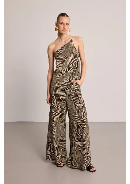 Zebra Desenli Bol Paça Pantolon - Siyah