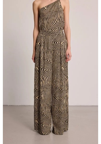 Zebra Desenli Bol Paça Pantolon - Siyah