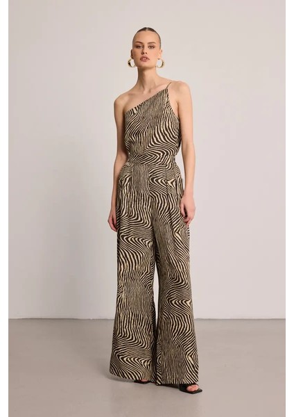 Zebra Desenli Bol Paça Pantolon - Siyah