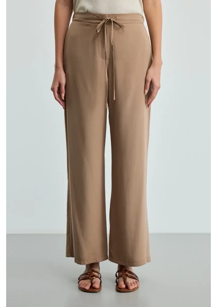 Beli Ip Kemerli Tencel Pantolon - Vizon