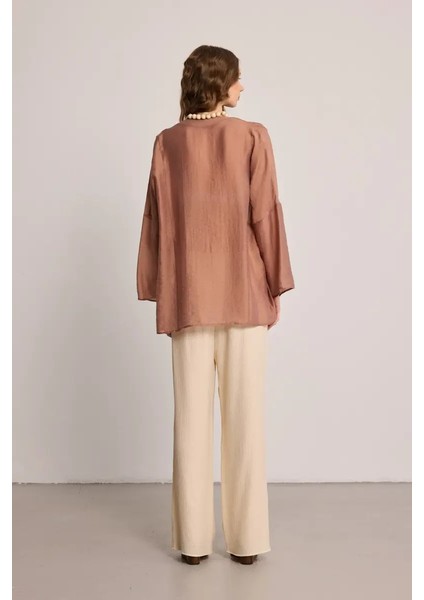 Tencel Rahat Kesim Tunik - Kahverengi fırsatları