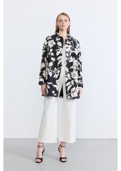 Desenli Takma Kollu Kaftan - Siyah fiyatları