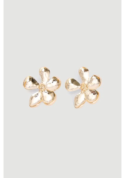 Çiçek Tasarım Gold Küpe - Gold