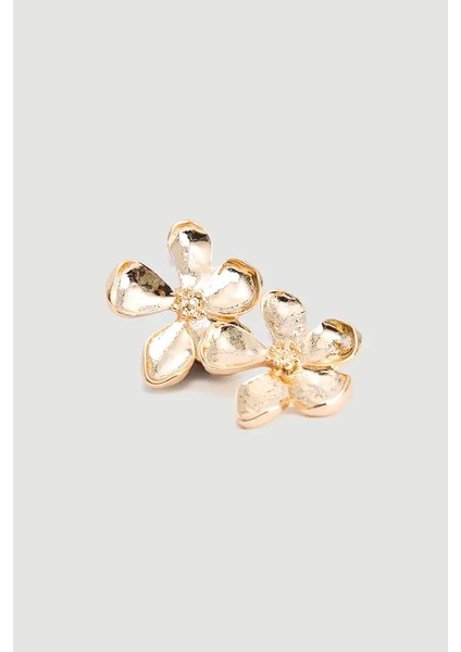 Çiçek Tasarım Gold Küpe - Gold