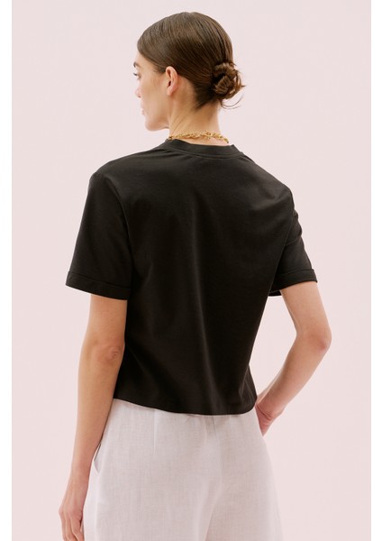V Yaka Double Kısa Kol T-Shirt Siyah Y2523836_001 fiyatları