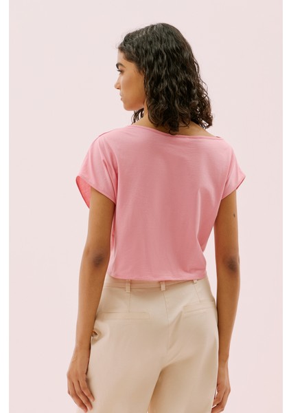 Omuzu Pili Detaylı Belden Bağlamalı T-Shirt Pembe Y2523827_038 fiyatları