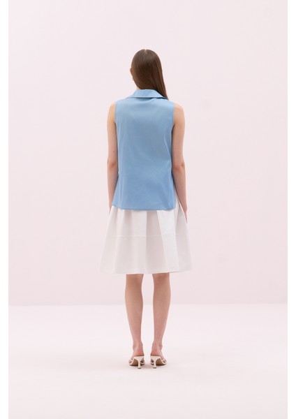 V Yaka Kolsuz Çiçek Motifli Bluz Mavi Y2513038_036 fiyatları