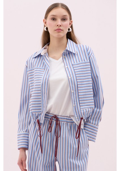 Beli Bağcıklı Uzun Kol Crop Gömlek Standart Renk Y2513506_089