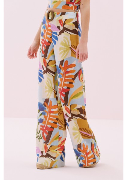 Ahşap Kemerli Geniş Paça Keten Pantolon Standart Renk Y2512031_089 modelleri