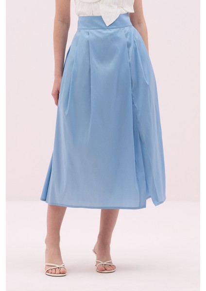 Yırtmaçlı Midi Boy Tafta Etek Mavi Y2515053_036 modelleri