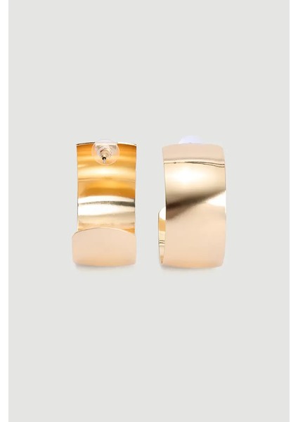 Geniş Hacimli Halka Küpe - Gold