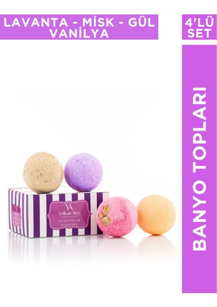 4'lü Banyo Topu Seti Lavanta - Misk - Vanilya - Gül 4x120 gr