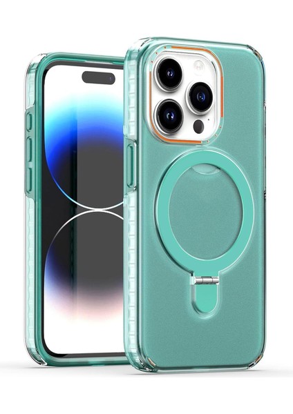 Iphhone 15 Pro Max Kılıf Manyetik Standlı Şarj Çift Katmanlı Pc Sert Kapak
