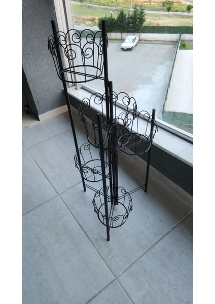 5 Gözlü Siyah Metal Saksılık | Dekoratif Çiçeklik Standı 100 cm modelleri