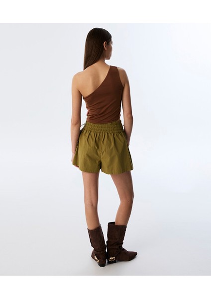Asimetrik Kol Crop T-Shırt TS1250070122074