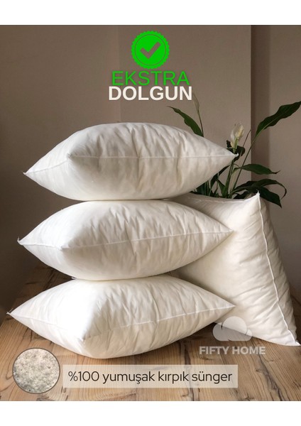 4 Adet Kırlent Iç Yastık - 8 Farklı Ebat - Dolgusu 100% Kırpık Sünger