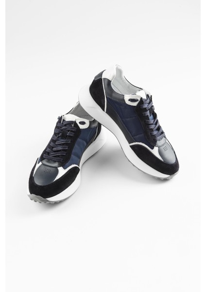 Navy Blue Cefan 1210 Hakiki Deri Günlük Erkek Sneaker Lavicert