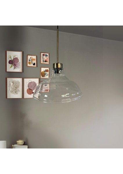 Vishi Cam Şeffaf Tekli Avize Ince Eskitme Başlık Retro Sarkıt Lamba Restoran Salon Aydınlatma