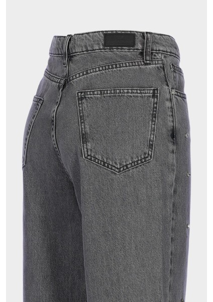 Weslie Antrasit Yüksek Bel Taş Detaylı Wideleg Jean Pantolon C 4530-225 modelleri