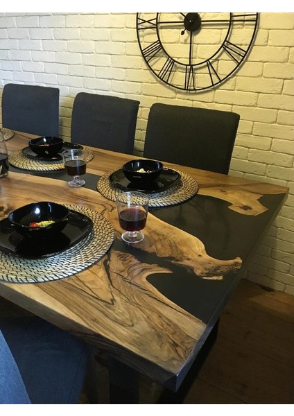 Epoksi Ahşap Yemek Masası Epoxy Masa Yemek Masası 1 Adet