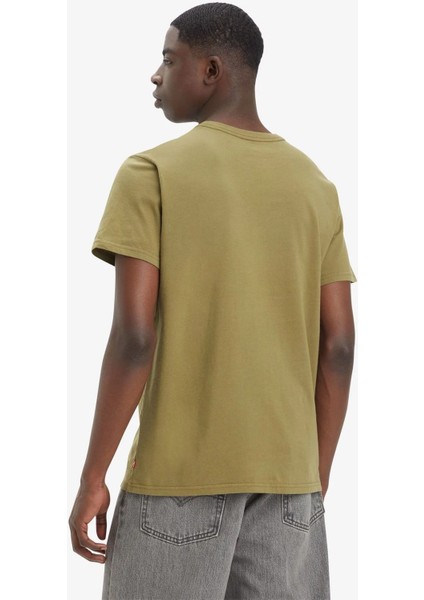 Pamuklu Relaxed Fit Erkek Haki T Shirt A7772-0010