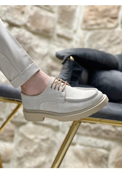 Beige Rifet 0014 Hakiki Deri Günlük Erkek Klasik Ayakkabı Bej