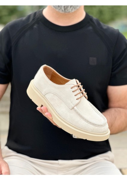 Beige Rifet 0014 Hakiki Deri Günlük Erkek Klasik Ayakkabı Bej