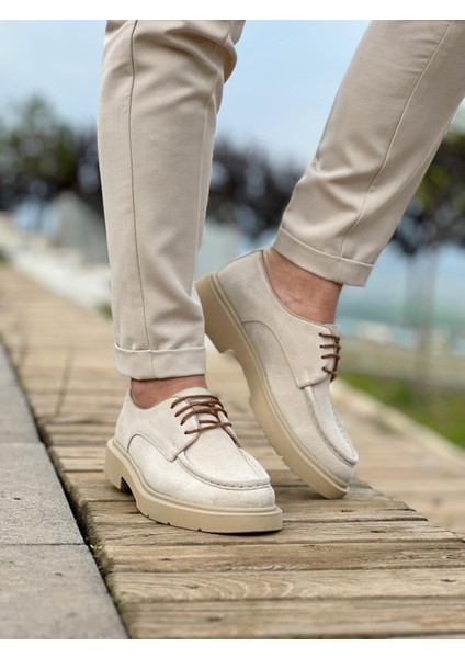 Beige Rifet 0014 Hakiki Deri Günlük Erkek Klasik Ayakkabı Bej