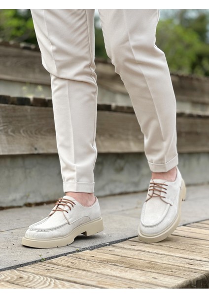 Beige Rifet 0014 Hakiki Deri Günlük Erkek Klasik Ayakkabı Bej