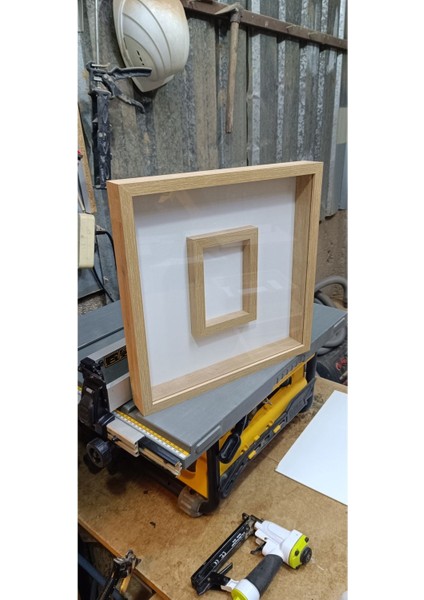 Emass Kuru Gül, Gelin Çiçeği, Anı Çerçevesi Safir Meşe Pleksi Camlı 40 x 40