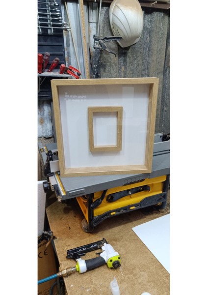 Emass Kuru Gül, Gelin Çiçeği, Anı Çerçevesi Safir Meşe Pleksi Camlı 40 x 40