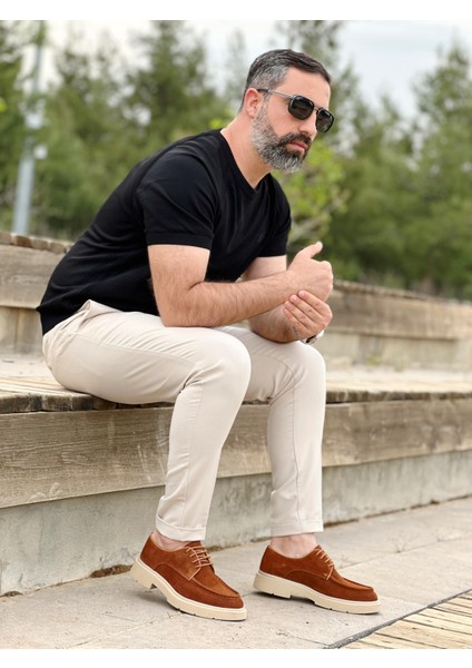Tan Rifet 0014 Hakiki Deri Günlük Erkek Klasik Ayakkabı Taba